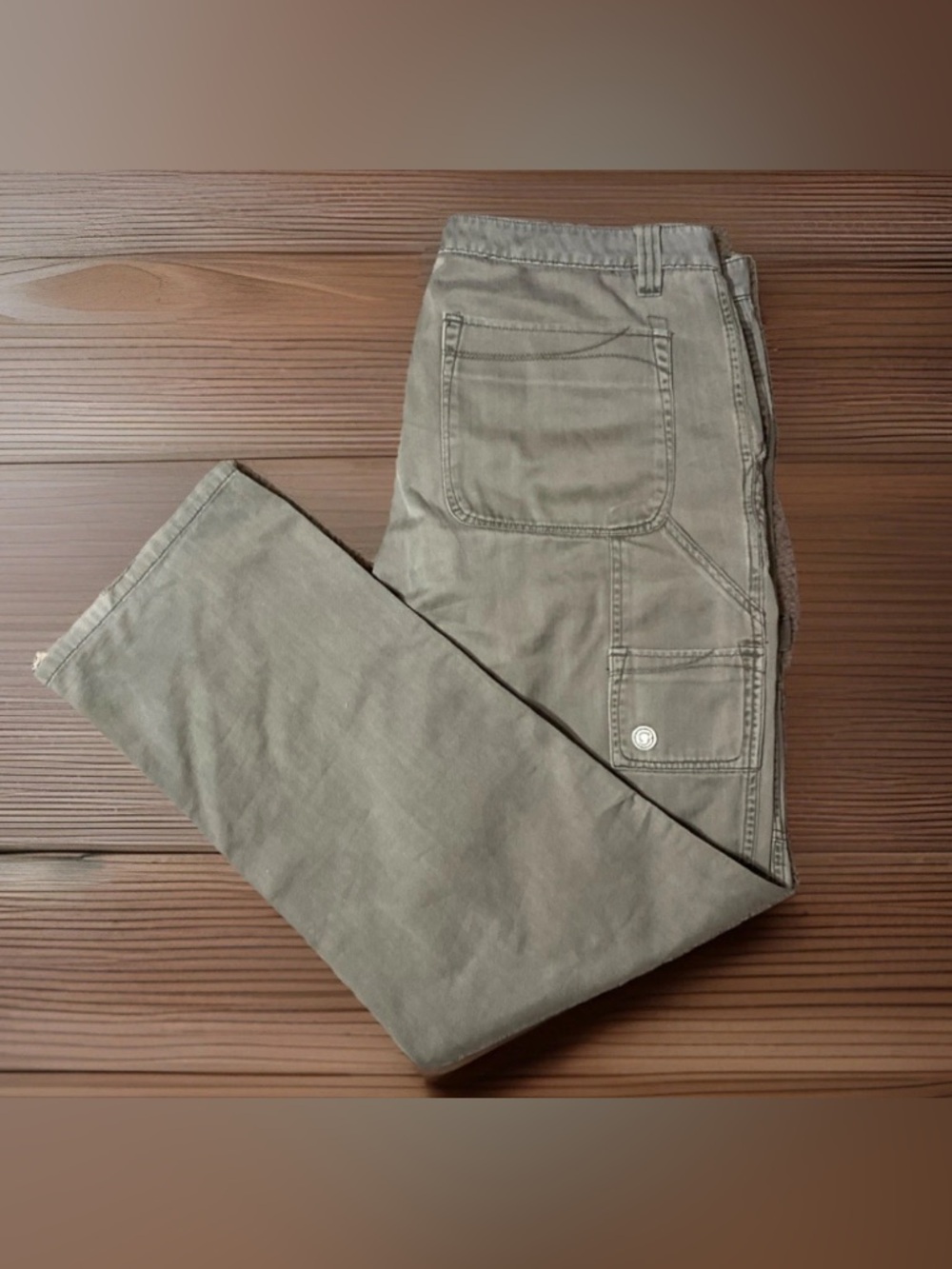 Gramicci Pants Mens 36x34 Dark Beige Canvas Carpenter Workwear Utility Straight
